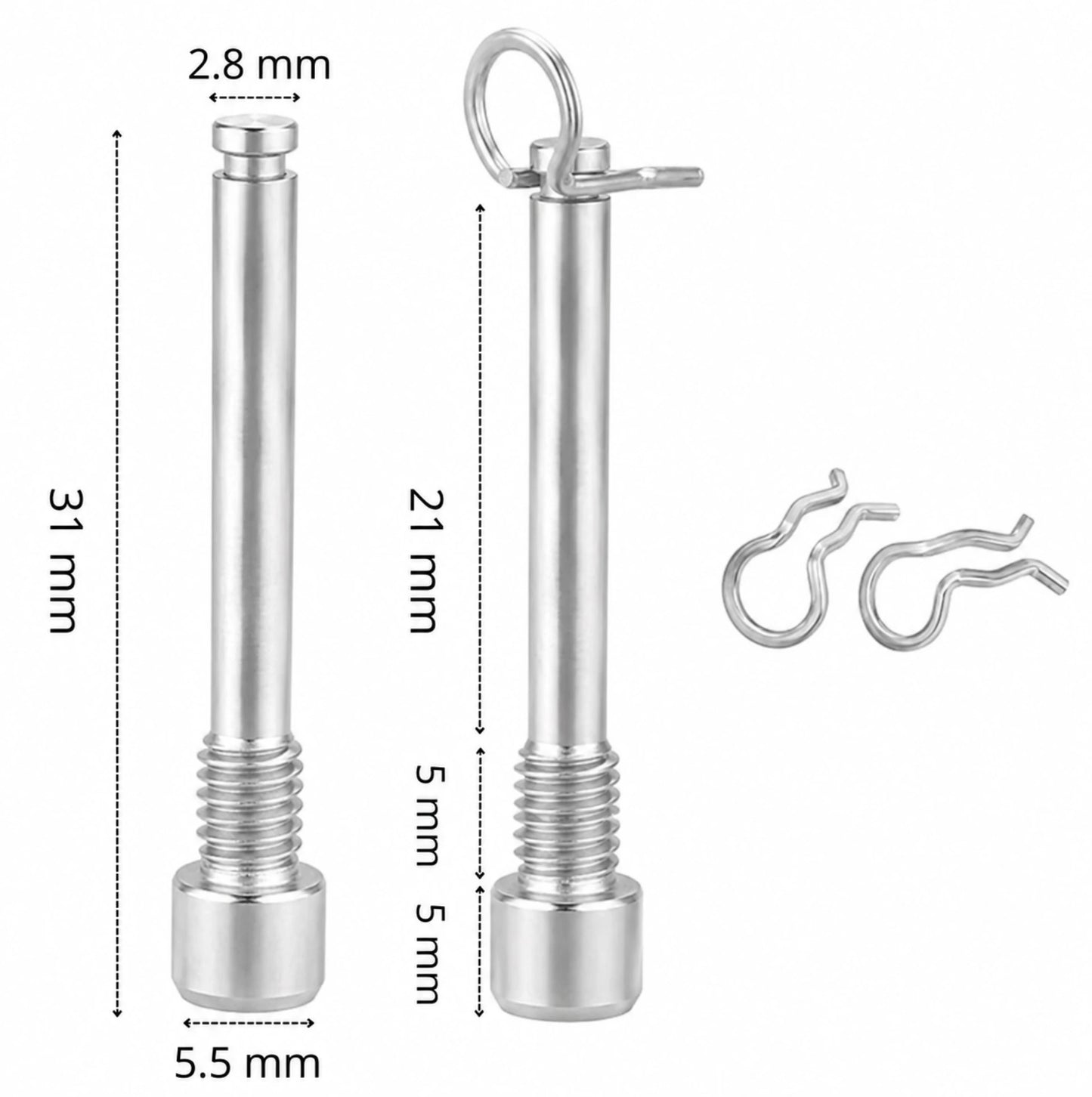 Lot de 2 vis d’étrier de frein M4 en titane TC4 avec circlips argent – Compatibles Shimano