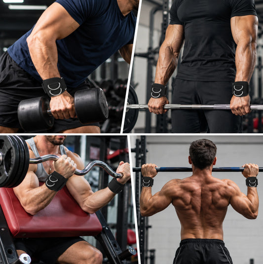 Lot de 2 sangles de musculation D-Ring – Poignets, poulies et machines à câble