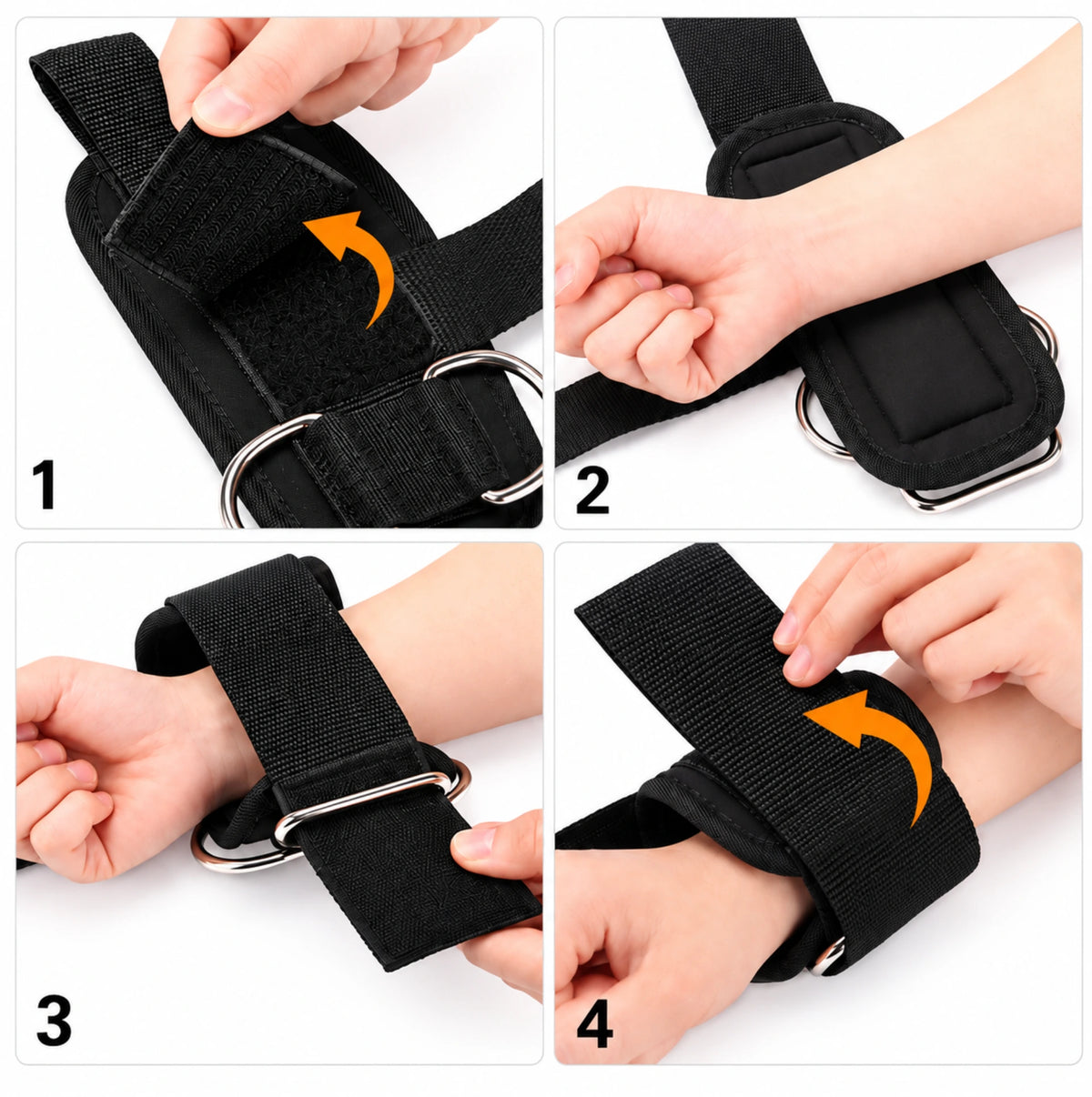 Lot de 2 sangles de musculation D-Ring – Poignets, poulies et machines à câble