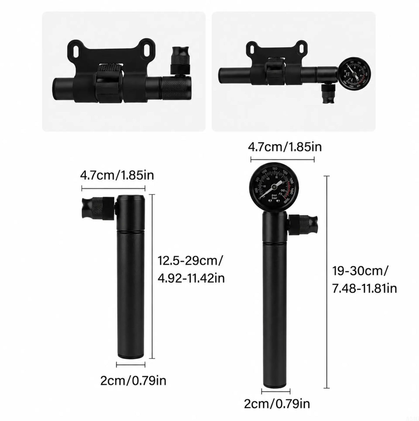 Mini pompe à main vélo 160 PSI avec manomètre - Aluminium - Compatible Presta et Schrader
