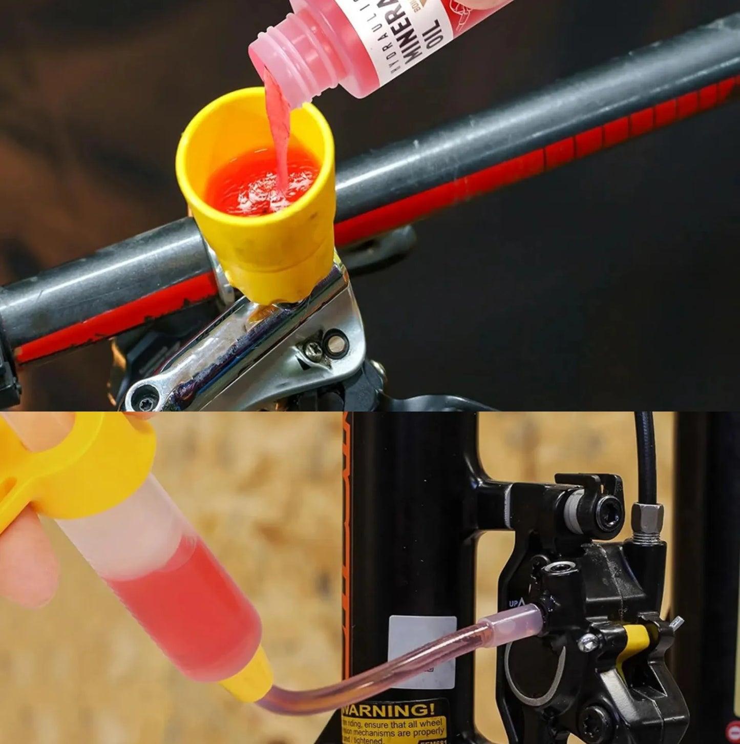 Kit de purge frein hydraulique vélo – Seringue + entonnoir + adaptateurs