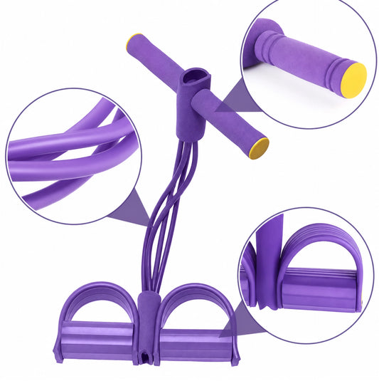Bande de résistance fitness à 4 tubes avec pédales - Entraînement complet du corps