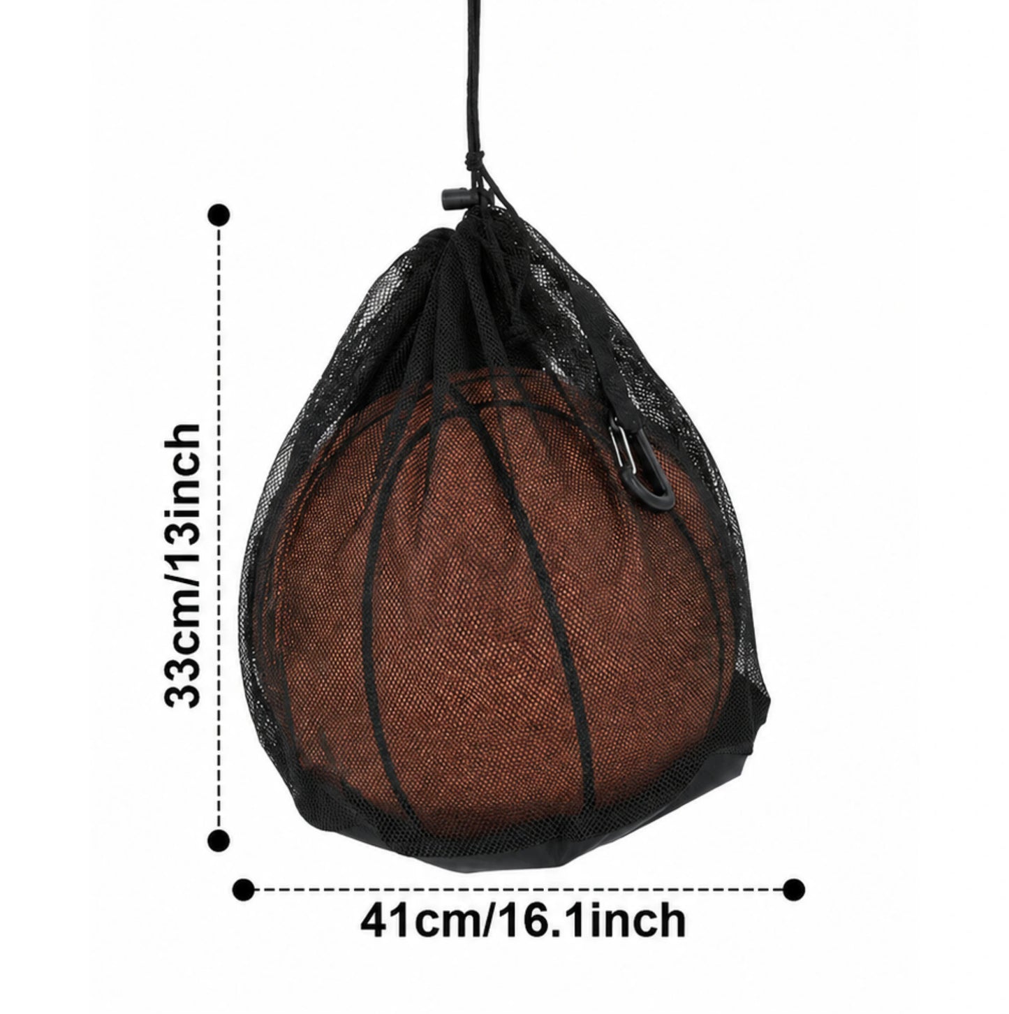 Sac filet porte-ballon avec mousqueton - Cordon ajustable - Ballons tailles 4 à 7
