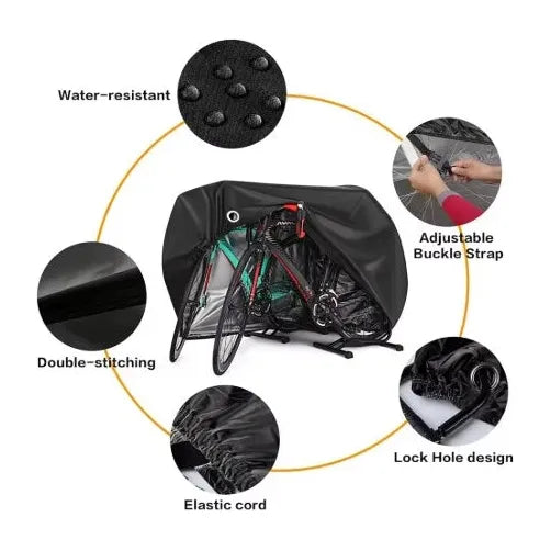 Housse de protection vélo extérieure 2 à 3 vélos - Imperméable Anti-UV Anti-poussière – Protection vélo contre pluie soleil vent – Avec trou antivol