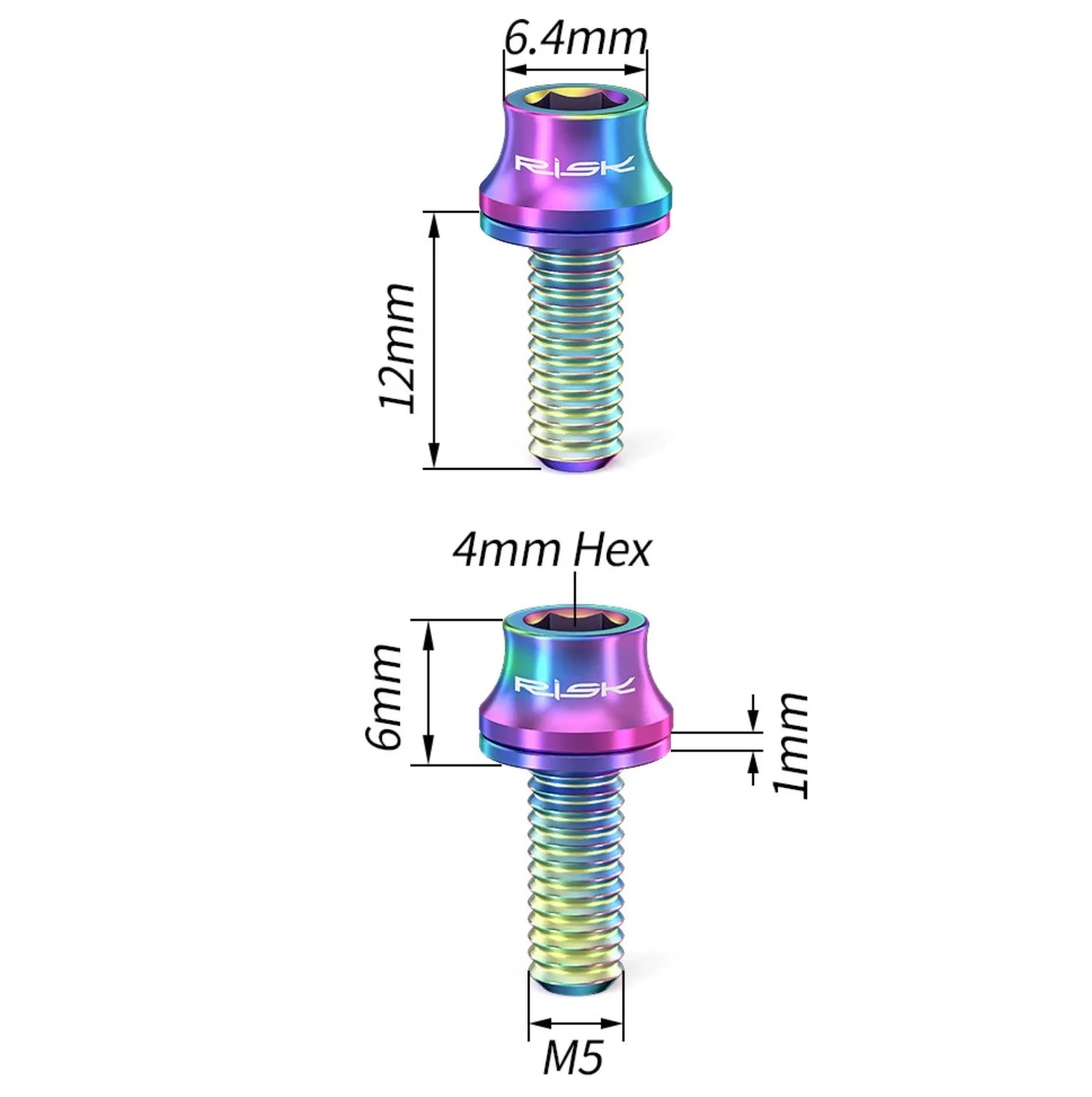 Lot de 2 vis de fixation pour porte-bidon vélo – Titane TC4 M5×12 mm multicolores – vue 4