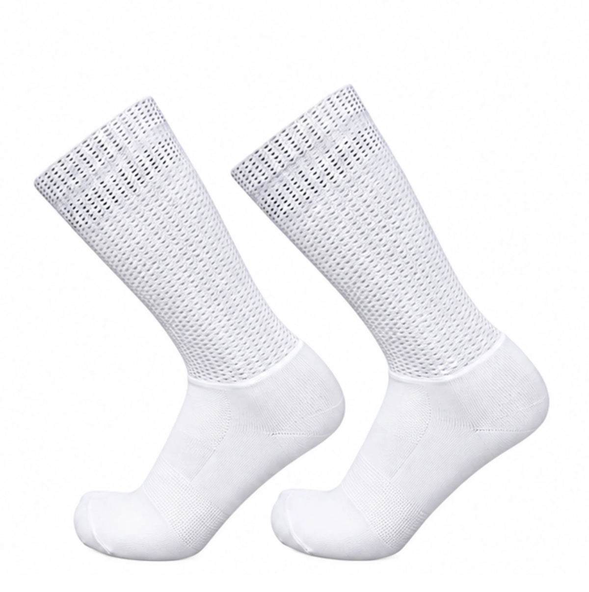 Chaussettes de cyclisme respirantes - Ventilées et antidérapantes - Blanc