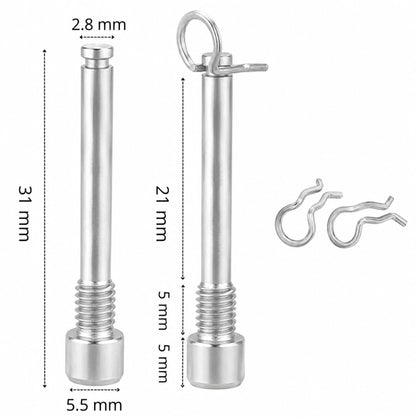 Lot de 2 vis d’étrier de frein M4 en titane TC4 avec circlips argent – Compatibles Shimano