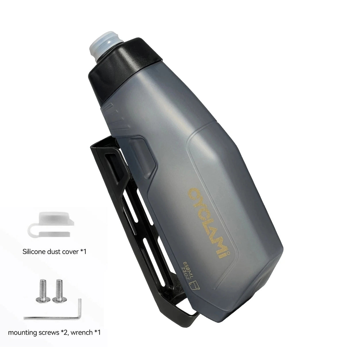 Gourde aérodynamique CYCLAMI 650 ml + porte-bidon - PP5 - 125 g