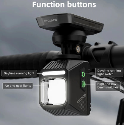 Éclairage avant vélo 1200 lumens avec ligne de coupure - 6 modes d'éclairage - Types-C