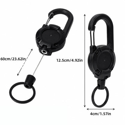 Mousqueton rétractable robuste – Porte-clés à câble acier 60 cm