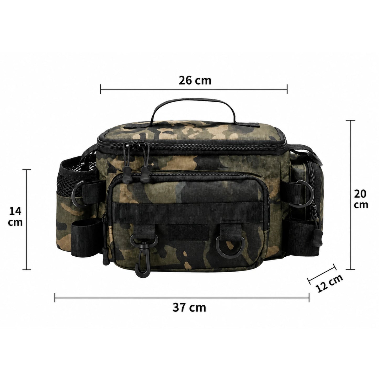 Sac de pêche multifonction grande capacité – Bandoulière/taille – Tissu Oxford imperméable