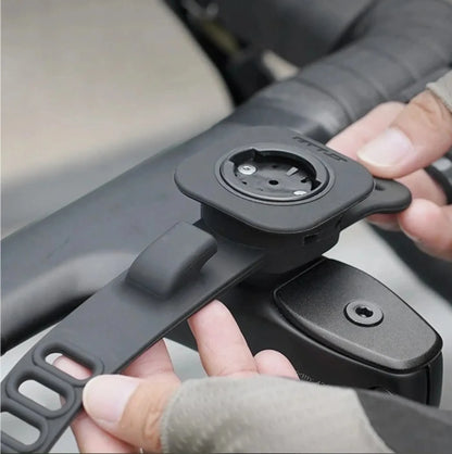 Support compteur vélo silicone fixation rapide Garmin Bryton Wahoo Xoss - Noir