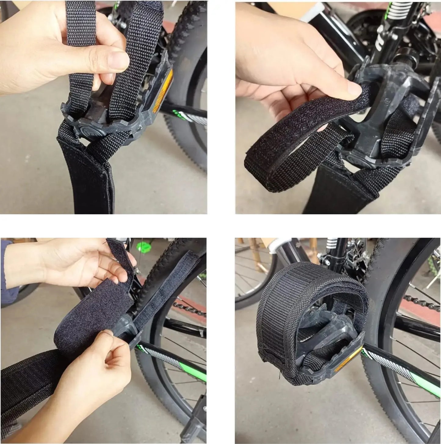 Paire de sangles de pédale vélo – Double fixation ajustable avec bande adhésive renforcée