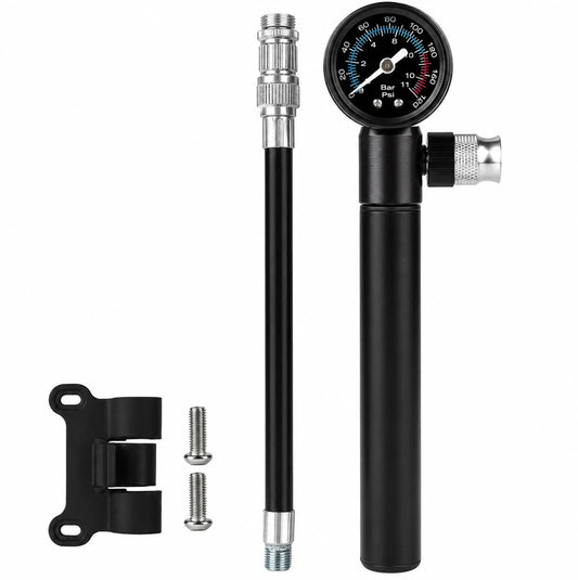 Mini pompe à main vélo 160 PSI avec manomètre - Aluminium - Compatible Presta et Schrader