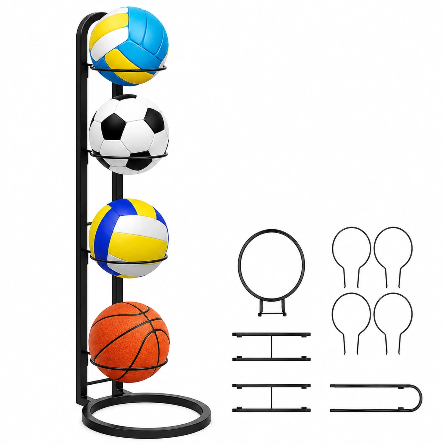 Support de rangement vertical pour ballons - 4 niveaux - Structure métallique