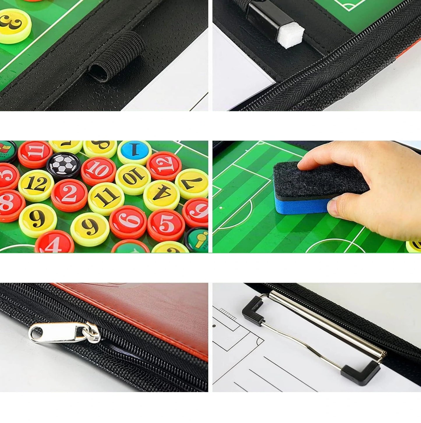 Tableau tactique de football magnétique pliable – Mallette coach avec 26 aimants, feutres et accessoires