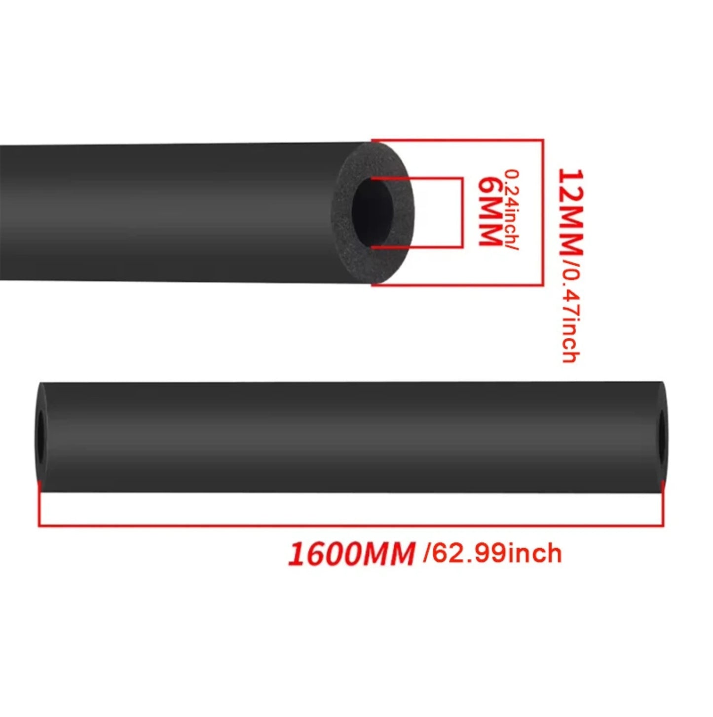 Gaine mousse anti-bruit pour câbles internes vélo - 6 mm × 1,6 m