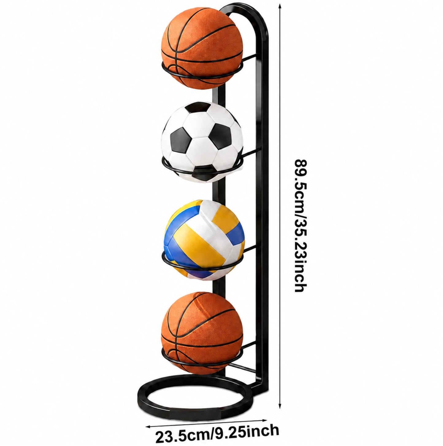 Support de rangement vertical pour ballons - 4 niveaux - Structure métallique