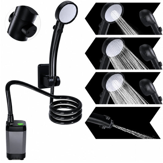 Douche portable électrique USB-C 6000 mAh – Écran LED, 4 modes de jet et pompe IPX7