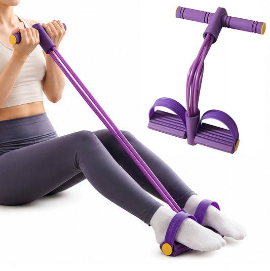 Bande de résistance fitness à 4 tubes avec pédales - Entraînement complet du corps
