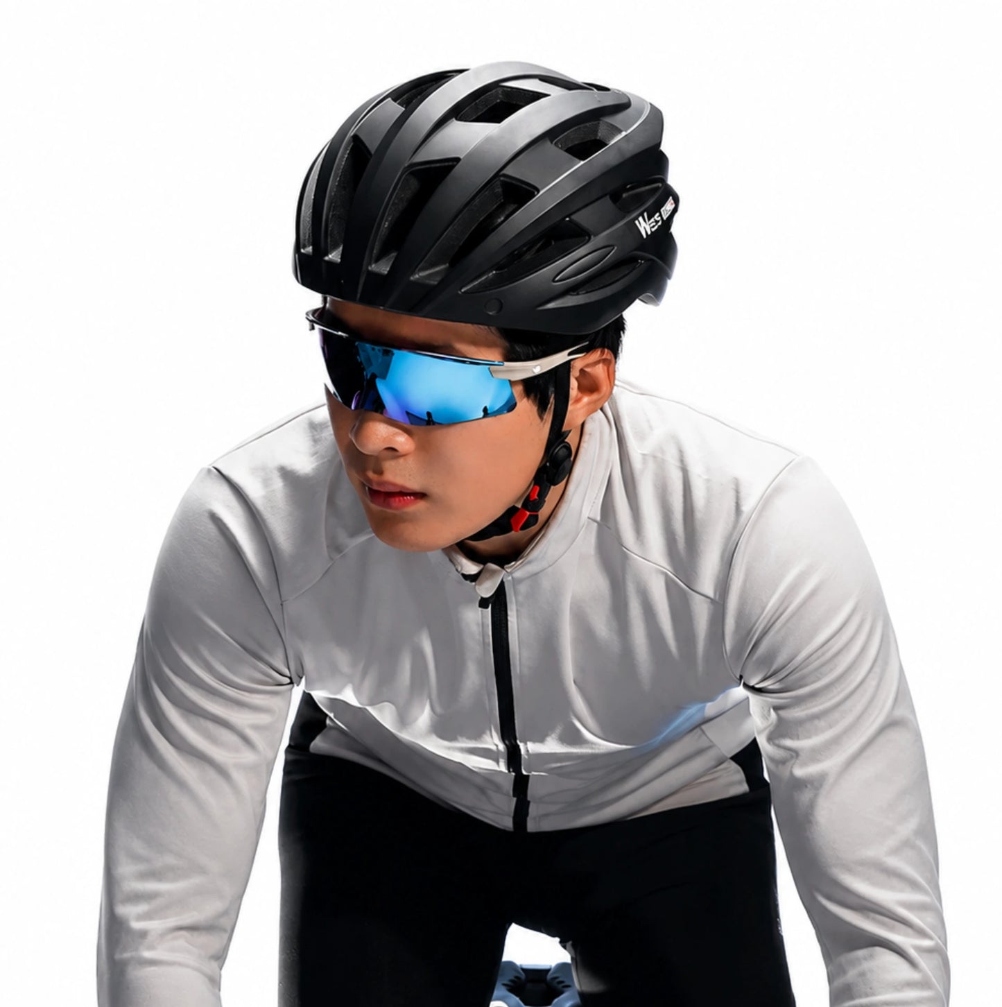 Lunettes de cyclisme WEST BIKING HD Coated – UV400 – Écran panoramique White Ice Blue
