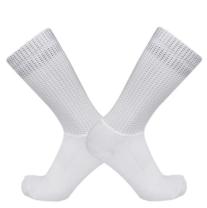 Chaussettes de cyclisme respirantes - Ventilées et antidérapantes - Blanc