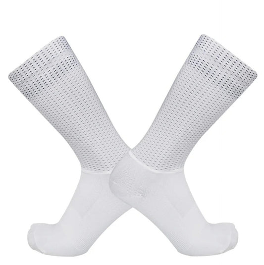 Chaussettes de cyclisme respirantes - Ventilées et antidérapantes - Blanc