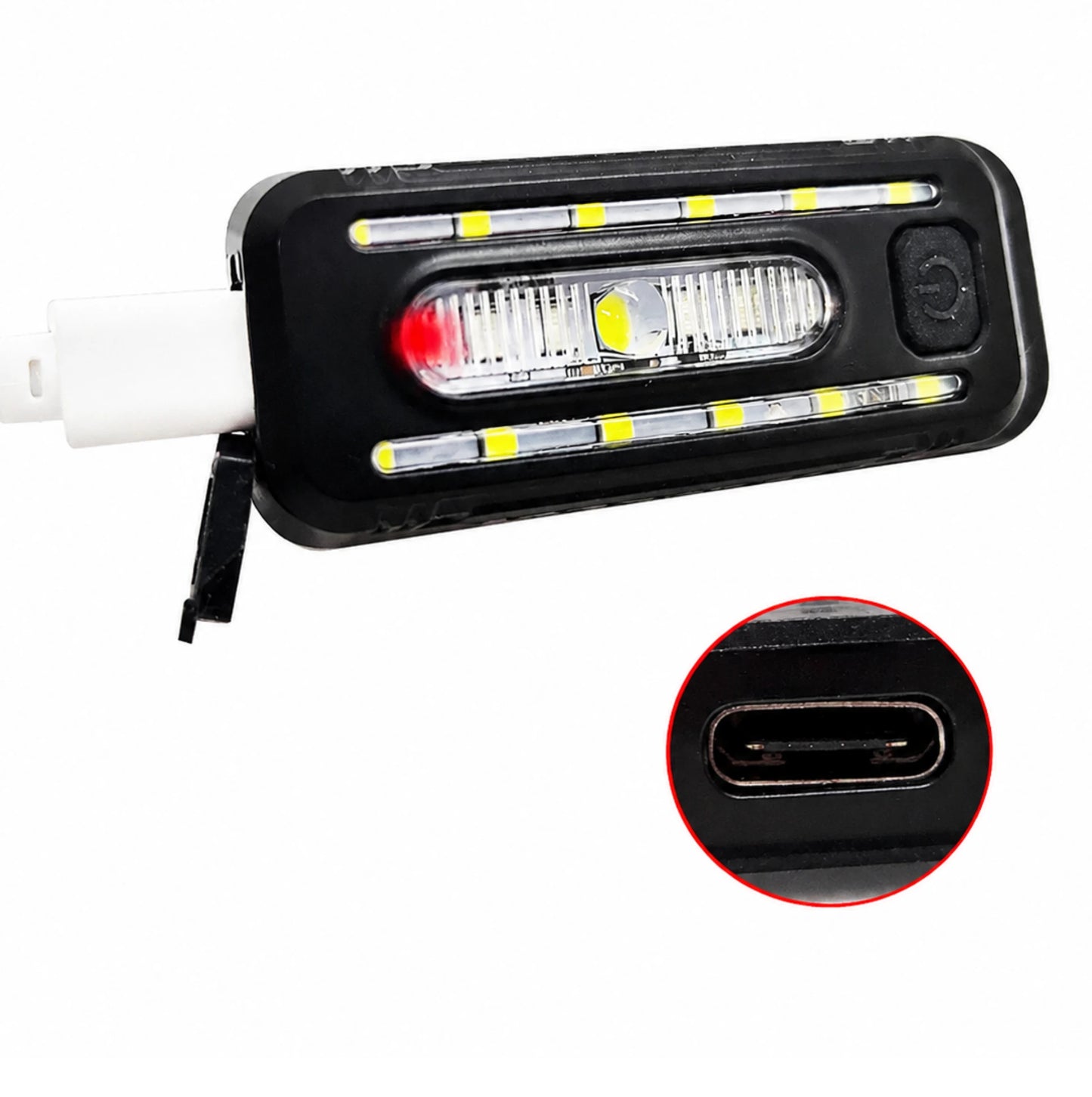 Éclairage LED rechargeable USB-C 200 lm - Rouge, bleu et blanc - 5 modes et double fixation