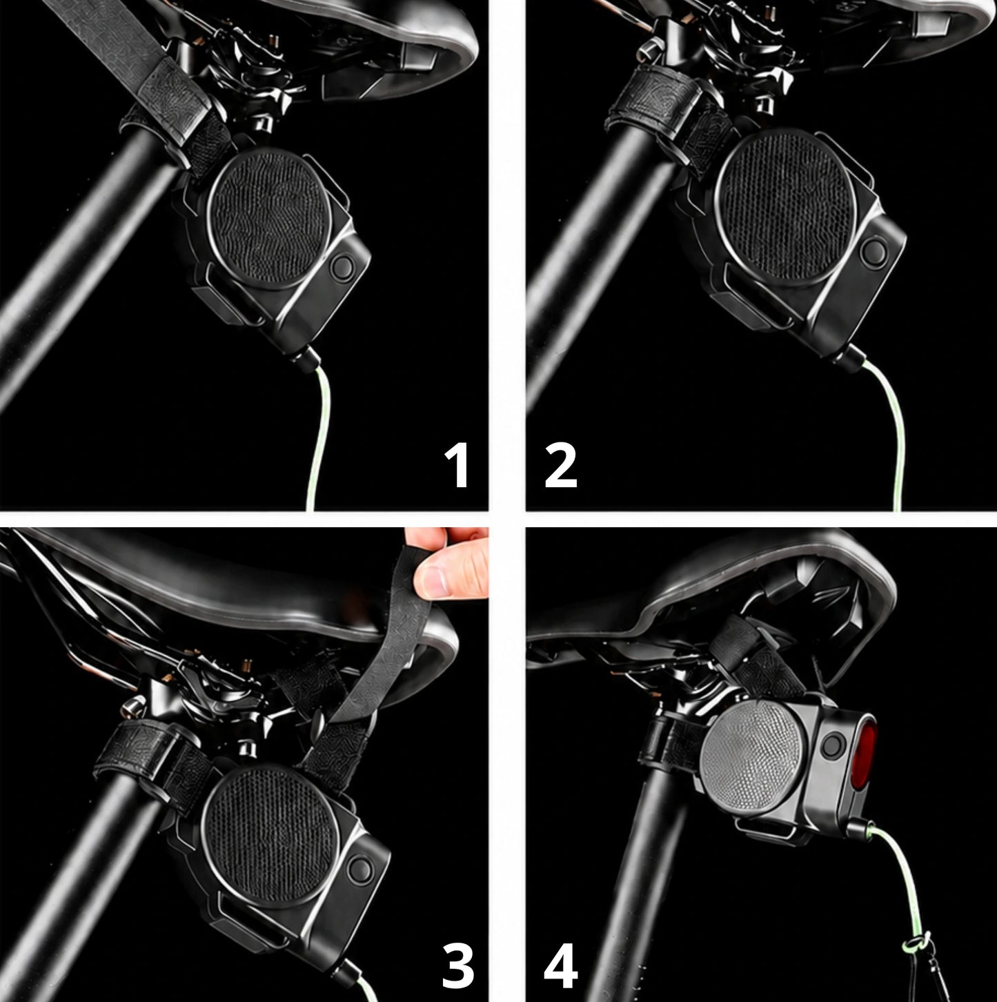 Système traction vélo rétractable 3 m avec feu arrière intégré et corde réfléchissante