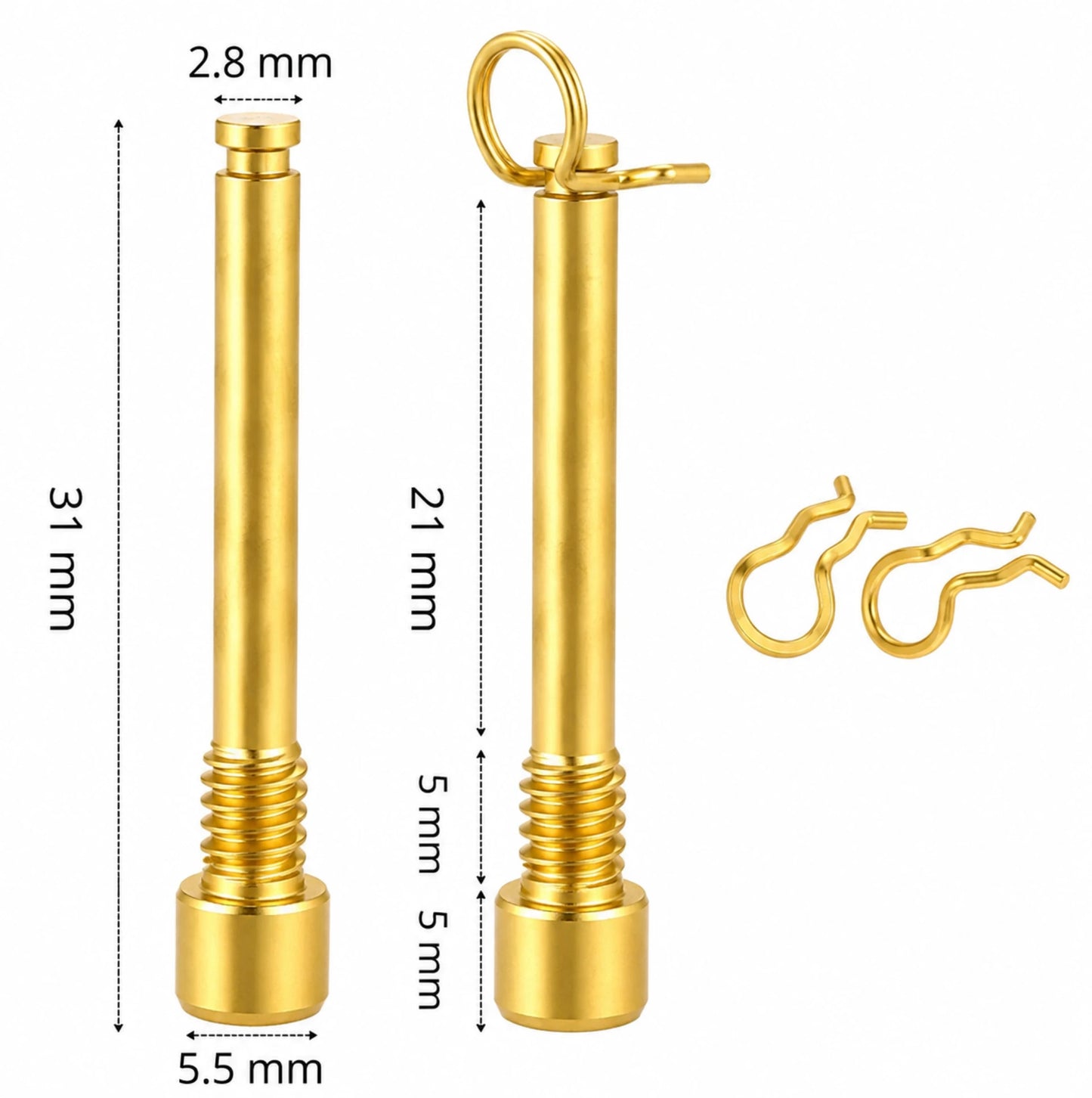 Lot de 2 vis d’étrier de frein M4 en titane TC4 avec circlips Or – Compatibles Shimano