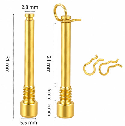 Lot de 2 vis d’étrier de frein M4 en titane TC4 avec circlips Or – Compatibles Shimano