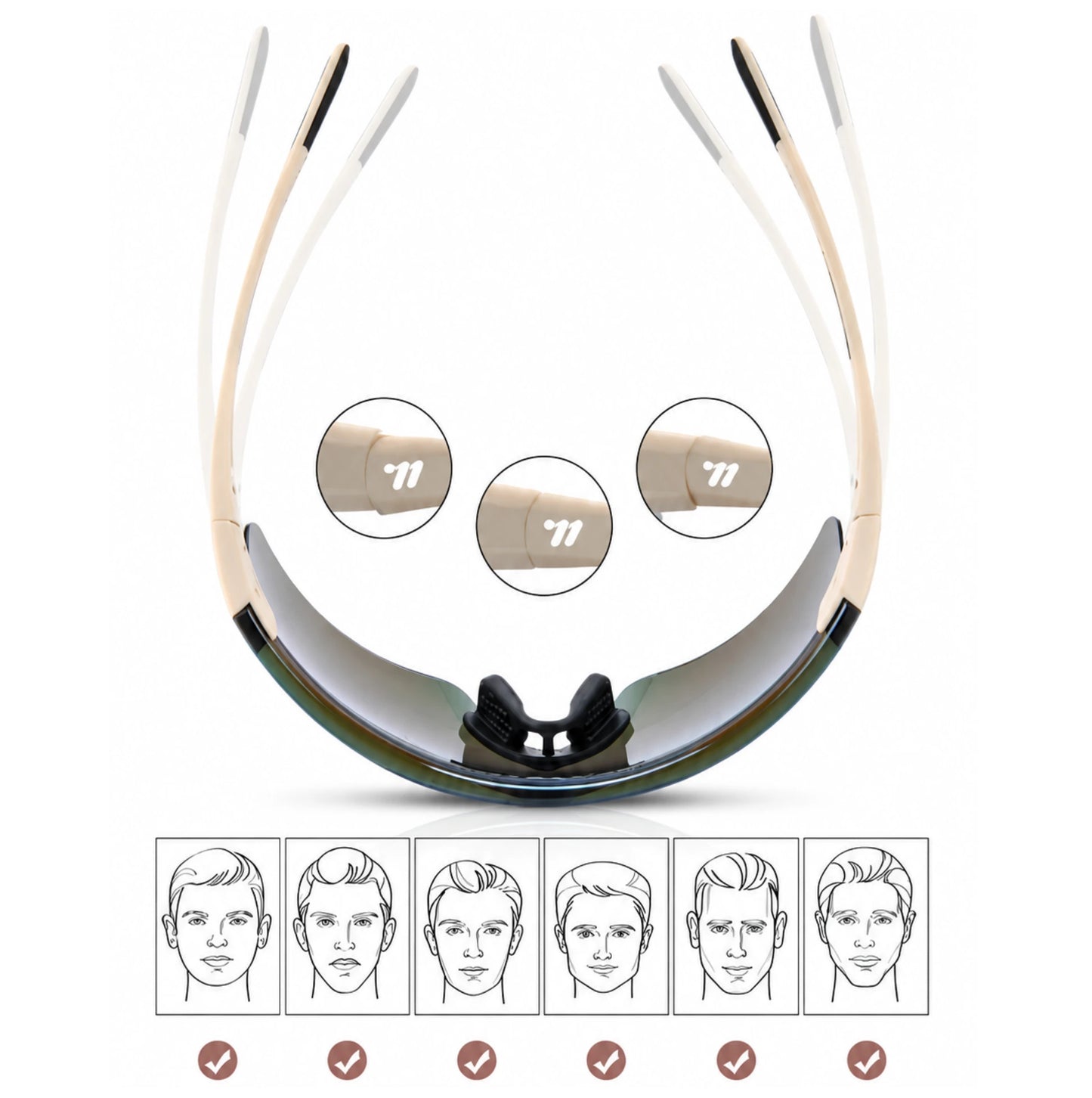 Lunettes de cyclisme WEST BIKING HD Coated – UV400 – Écran panoramique White Ice Blue