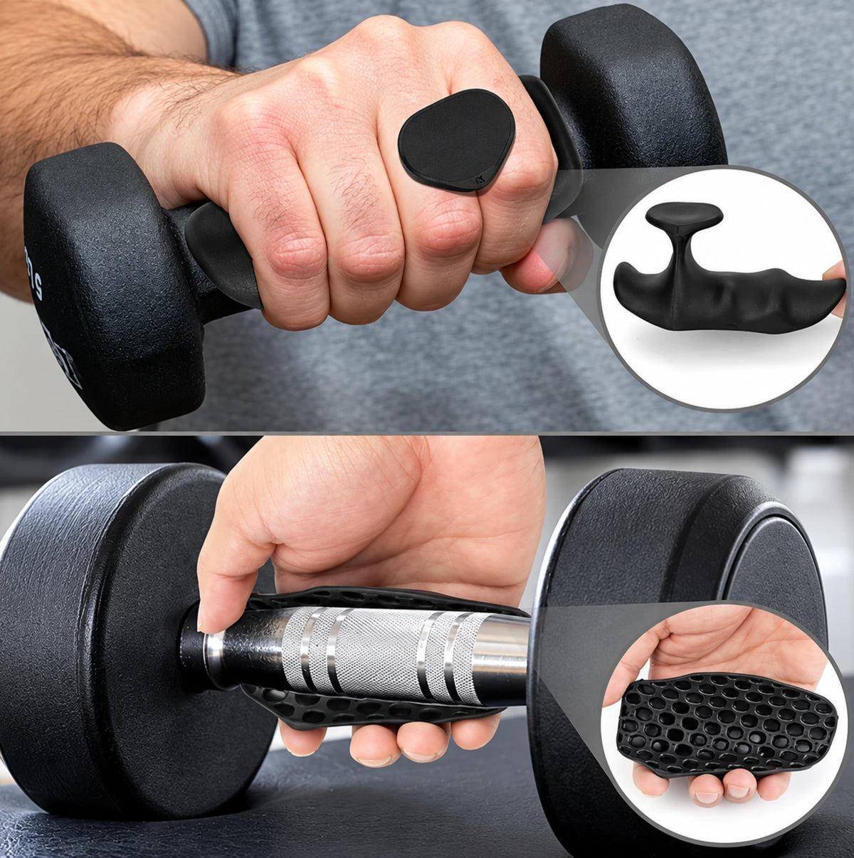 Lot de 2 poignées antidérapantes de musculation - Protection des paumes en caoutchouc