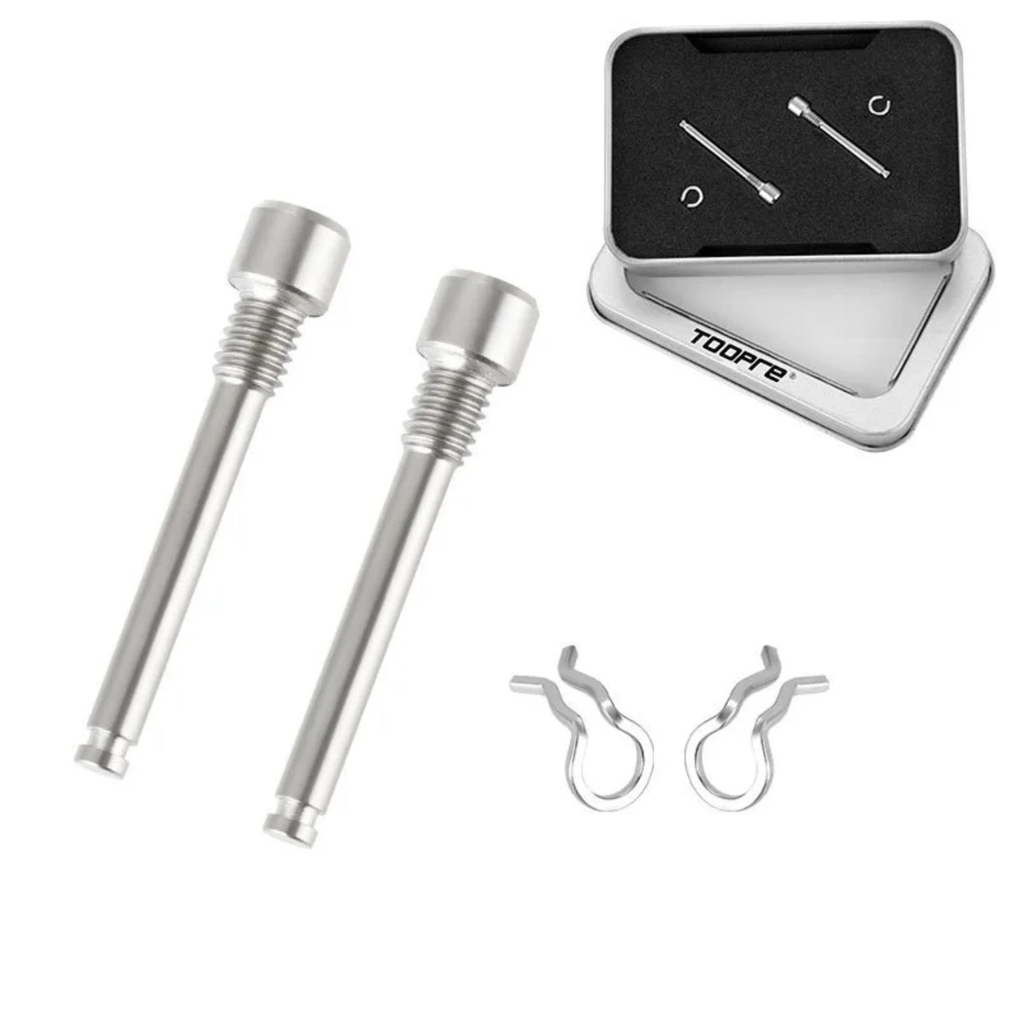Lot de 2 vis d’étrier de frein M4 en titane TC4 avec circlips argent – Compatibles Shimano