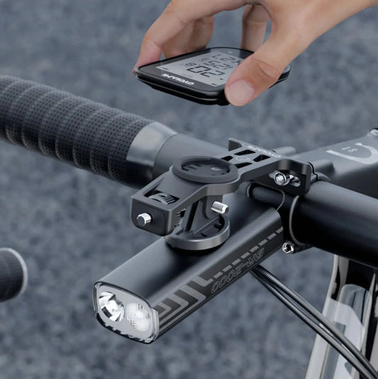 Support multifonction pour compteur vélo, caméra et éclairage