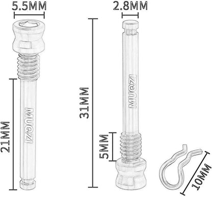 Vis étrier de frein à disque – Titane M4×26 mm – Doré – 2 pièces + clips – Route &amp; VTT