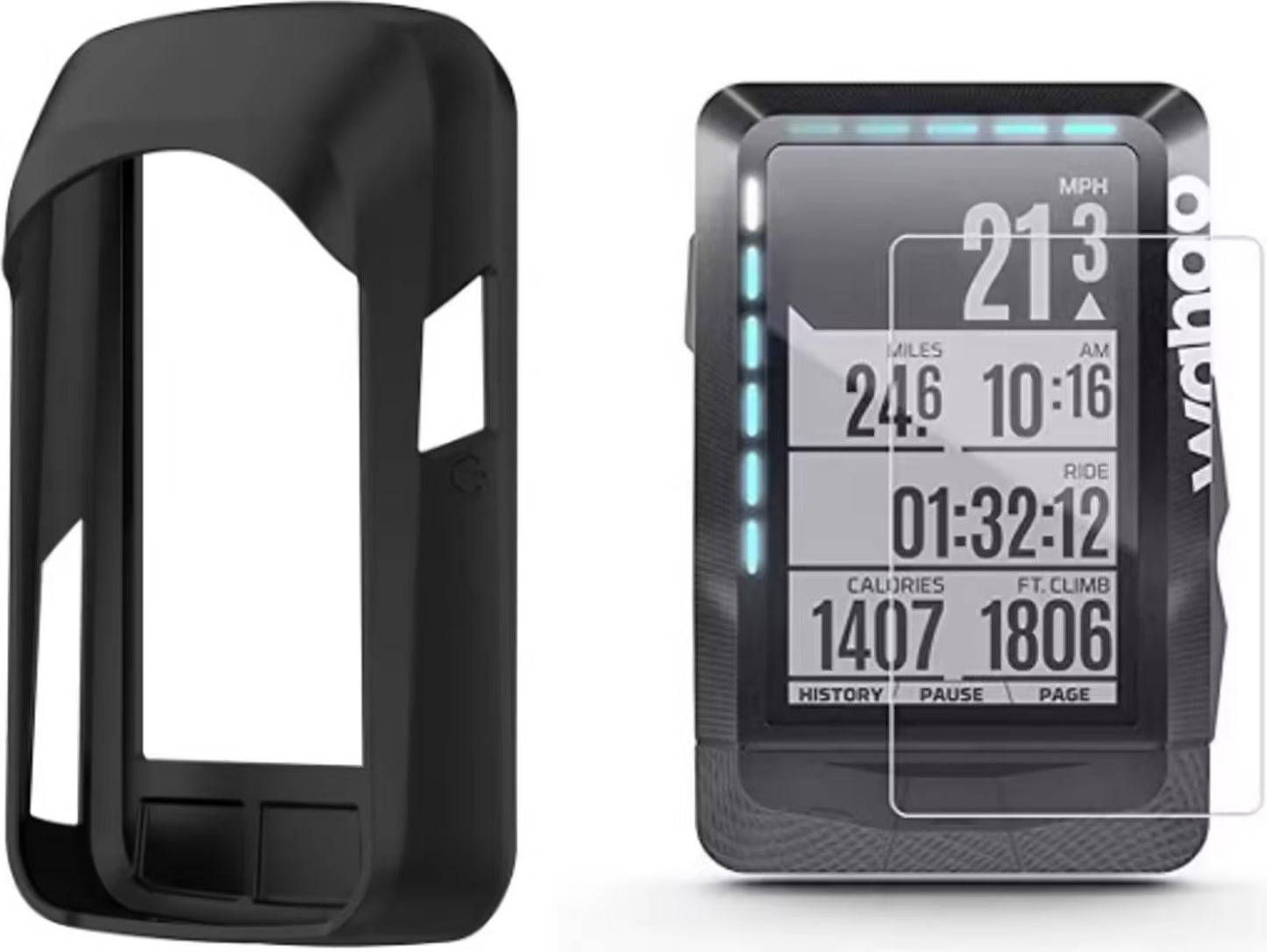 Ecran de protection en verre trempé et Housse de protection silicone pour Wahoo Fitness Element ROAM 2