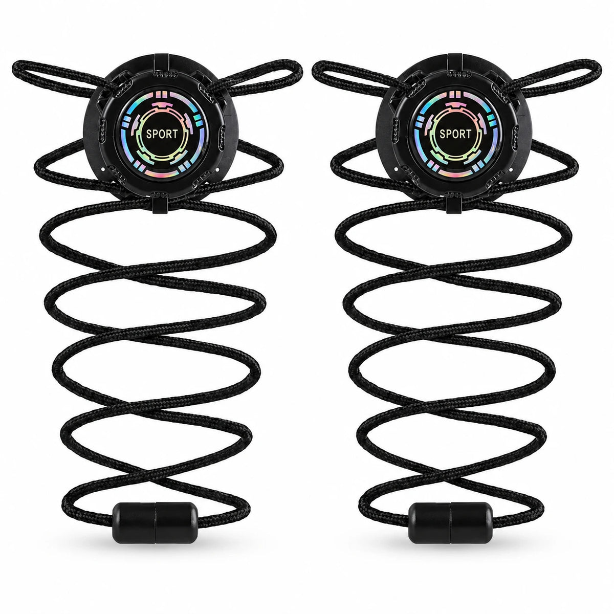 Lot de 2 paires de lacets automatiques sans nœud – Corde épaisse et boucle pivotante
