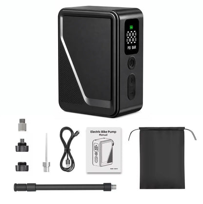 Mini pompe électrique vélo 120 PSI - Arrêt automatique - Manomètre LED - Compatible Presta et Schrader