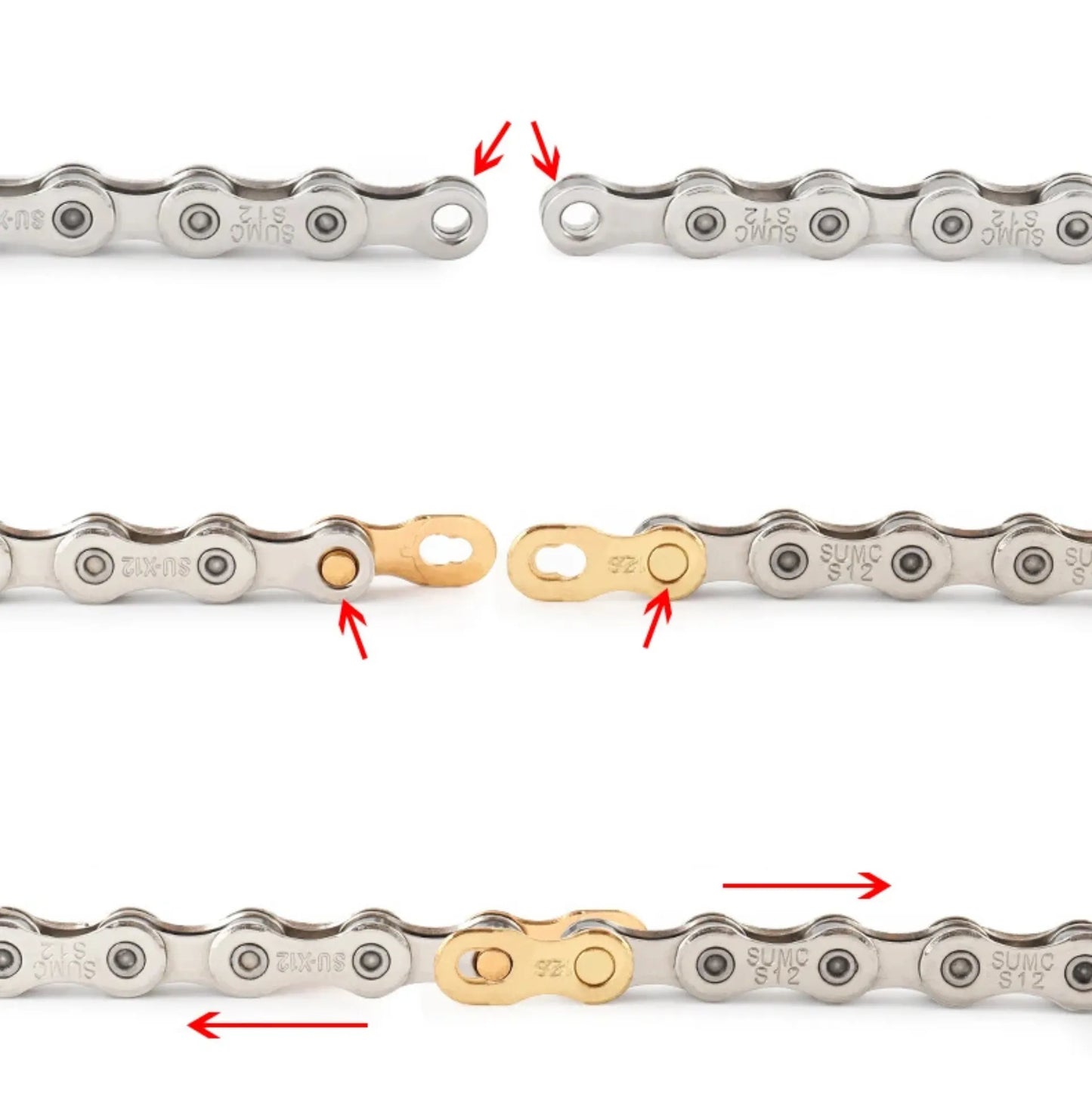 Lot de 2 attaches rapides chaîne vélo 11 vitesses – Magic Link Connector doré