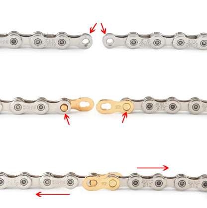 Lot de 2 attaches rapides chaîne vélo 11 vitesses – Magic Link Connector doré
