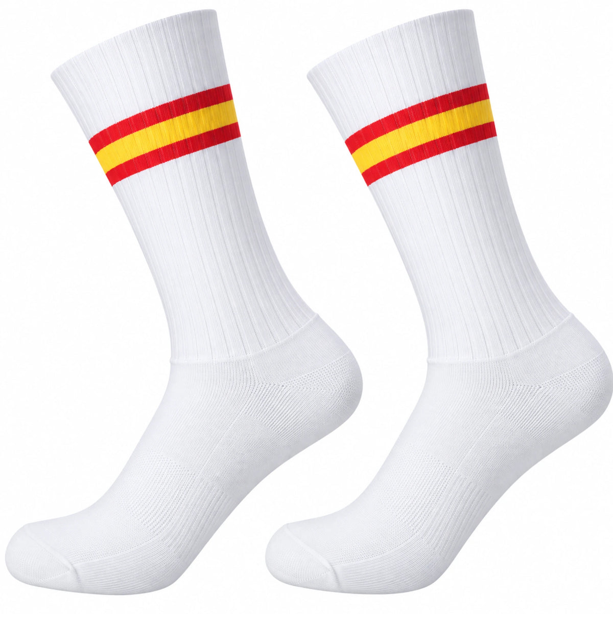 Chaussettes vélo Aero Espagne - Blanc, rouge et jaune - Grip silicone