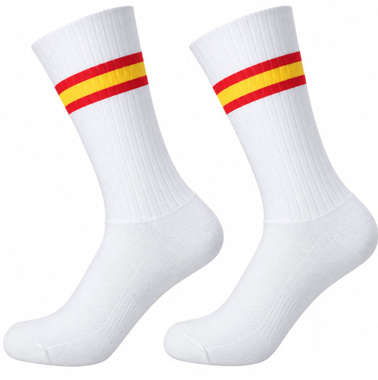 Chaussettes vélo Aero Espagne - Blanc, rouge et jaune - Grip silicone