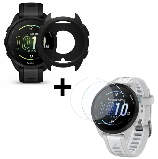 Pack protection Garmin Forerunner 165 - Coque en silicone + 2 films hydrogel HD