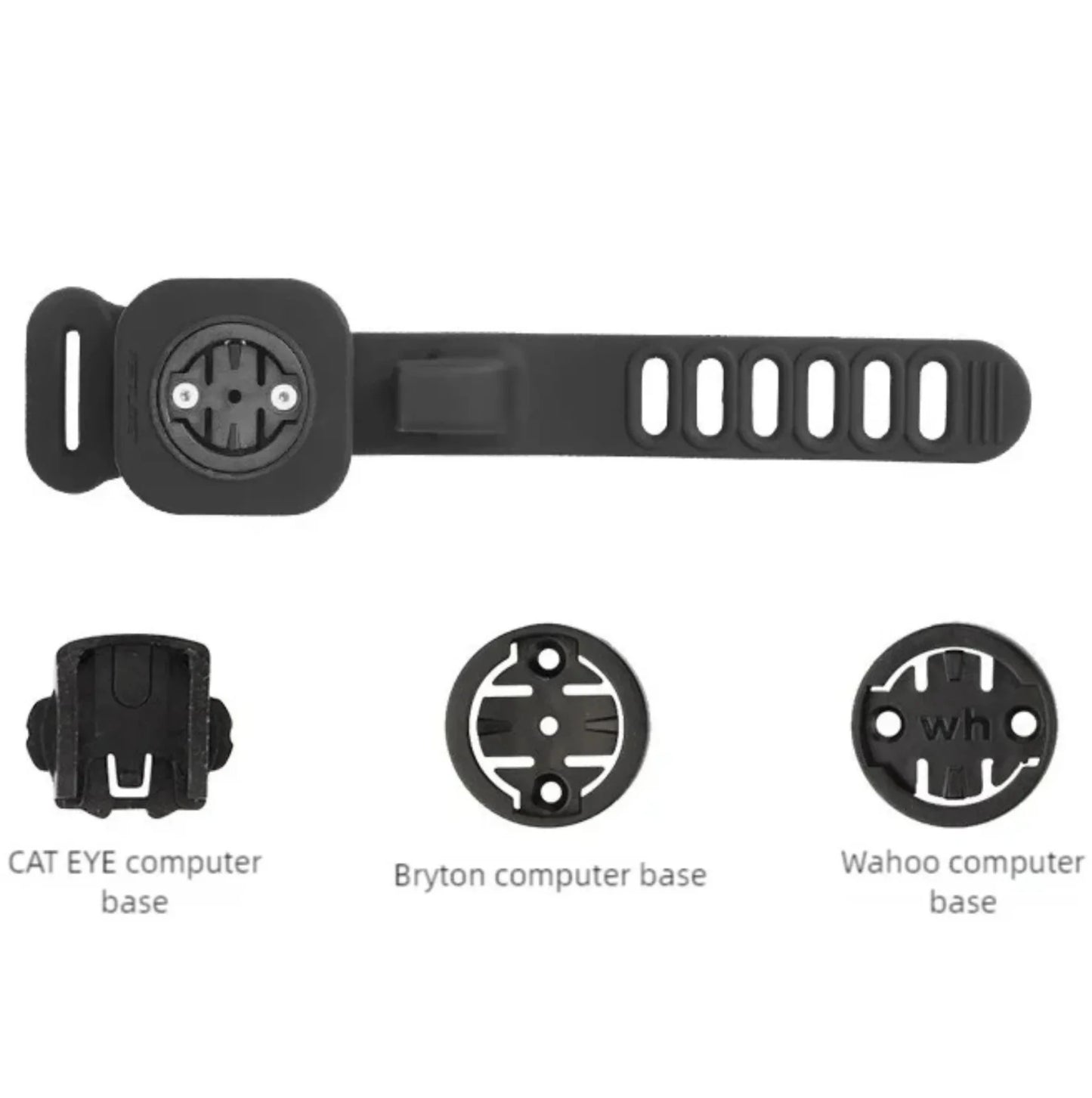 Support compteur vélo silicone fixation rapide Garmin Bryton Wahoo Xoss - Noir