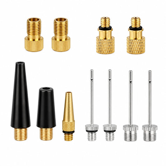 Kit de 11 embouts et adaptateurs de gonflage - Presta, Schrader, Dunlop et aiguilles pour ballons