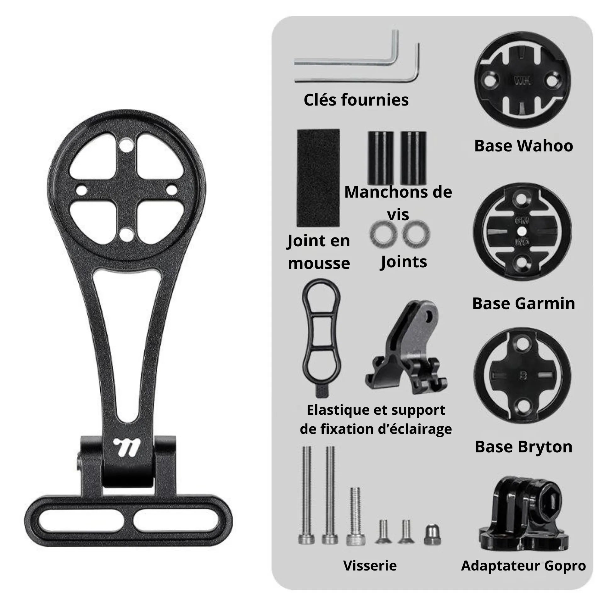 Support compteur vélo West Biking angle réglable à 180° compatible Garmin/Bryton/Wahoo