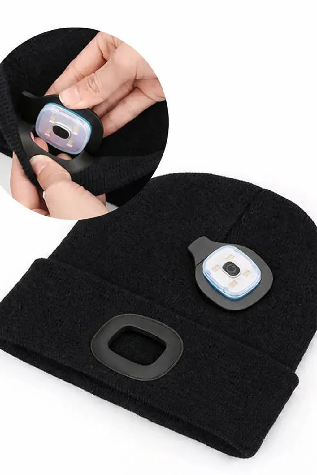 Bonnet unisexe avec lumière LED intégrée amovible - Rechargeable USB (hiver et activités nocturnes) – vue 2