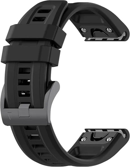 Bracelet de montre en silicone - 20mm / 22mm / 26mm - Compatible Garmin et COROS - Noir – vue 3
