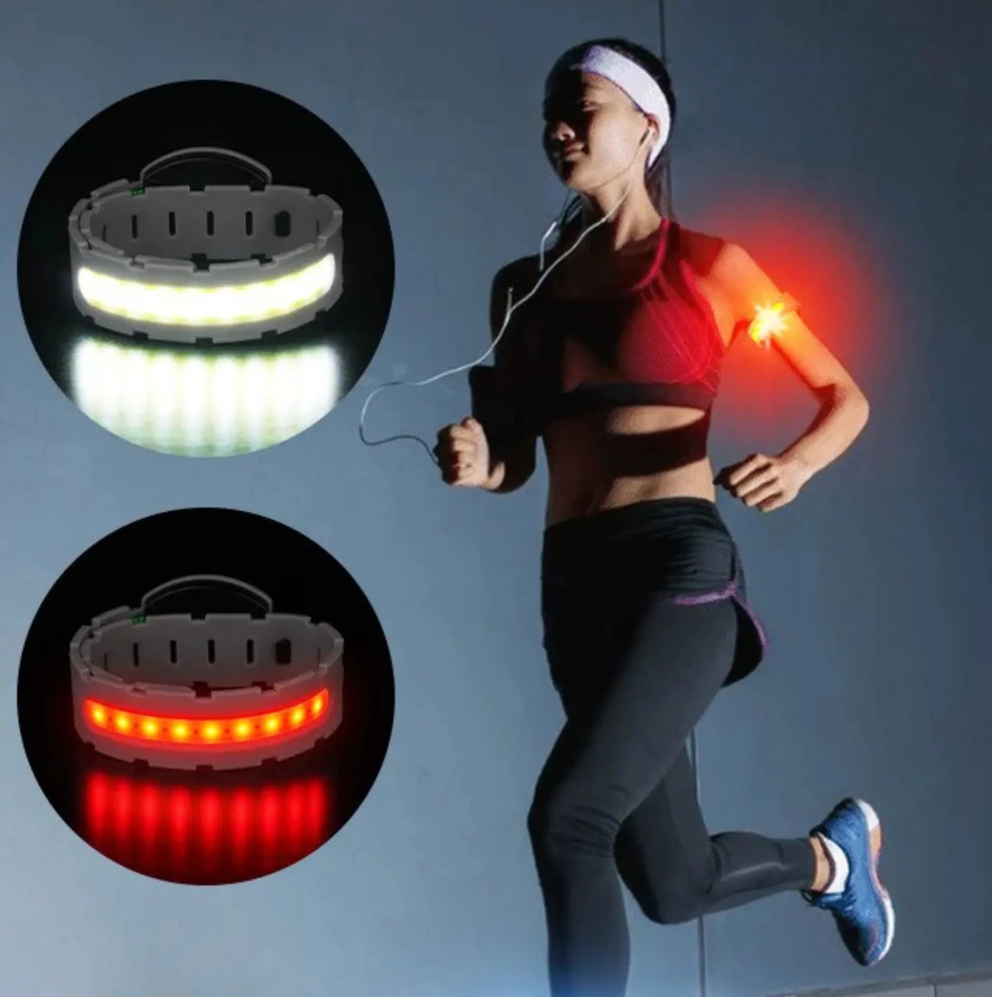 Bracelet lumineux COB LED – USB-C Rechargeable - 3 modes - Course, vélo et sécurité nocturne – vue 2